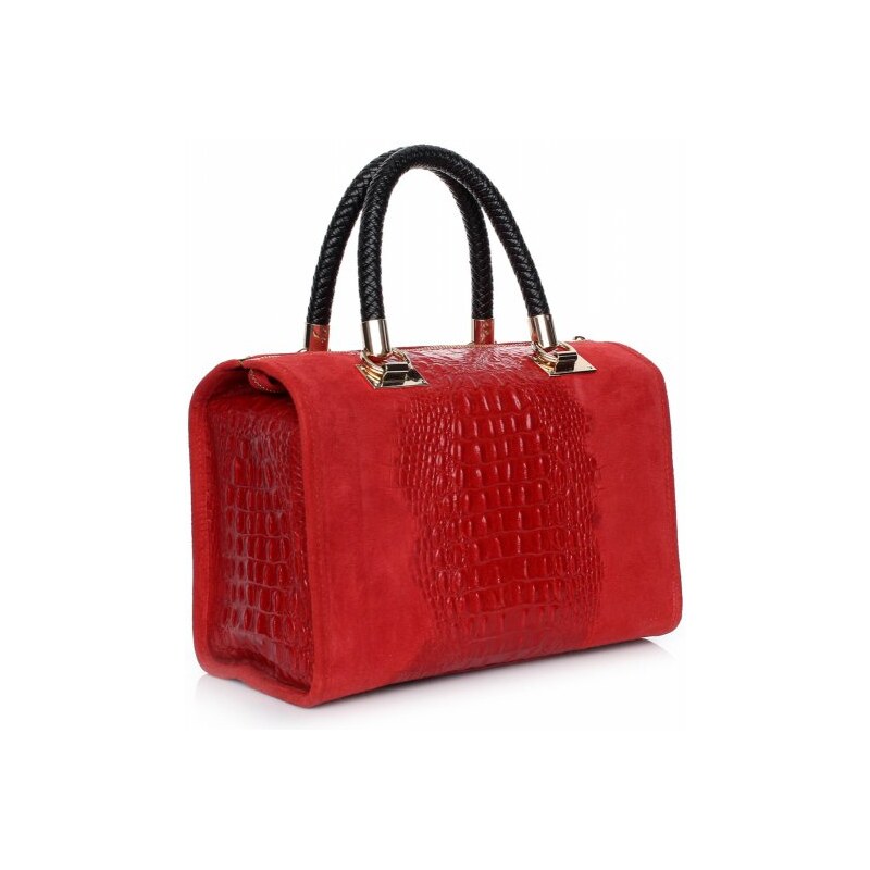 Genuine Leather Elegantní kožený kufřík Aligator červená