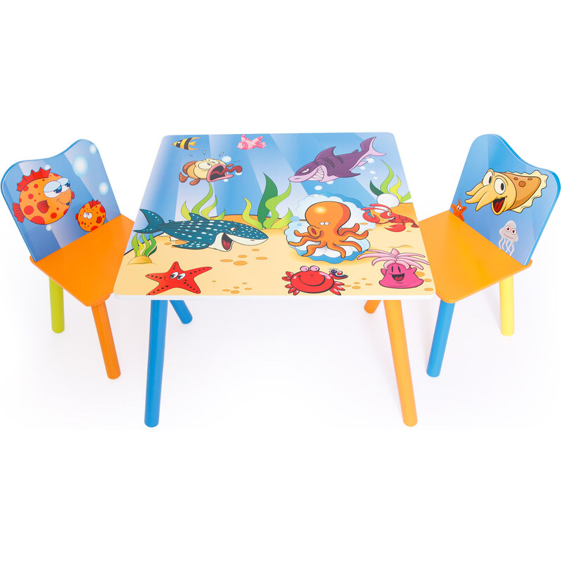 Homestyle4U Dětský stůl s židlemi Oceán