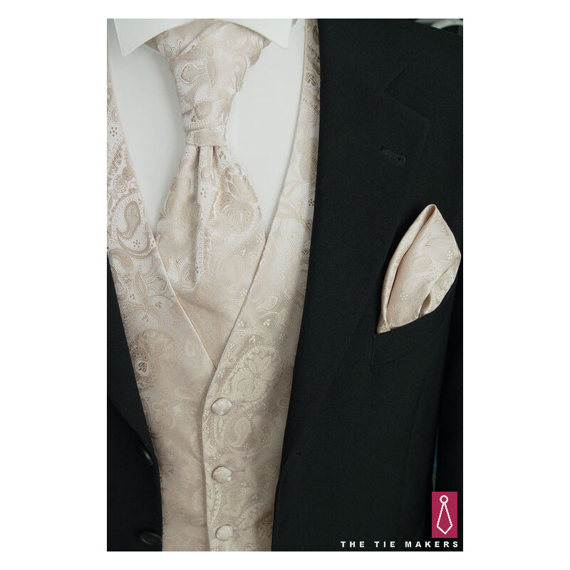 Svatební vesta Beytnur 20-2 kravata, plastron a kapesníček - Ivory