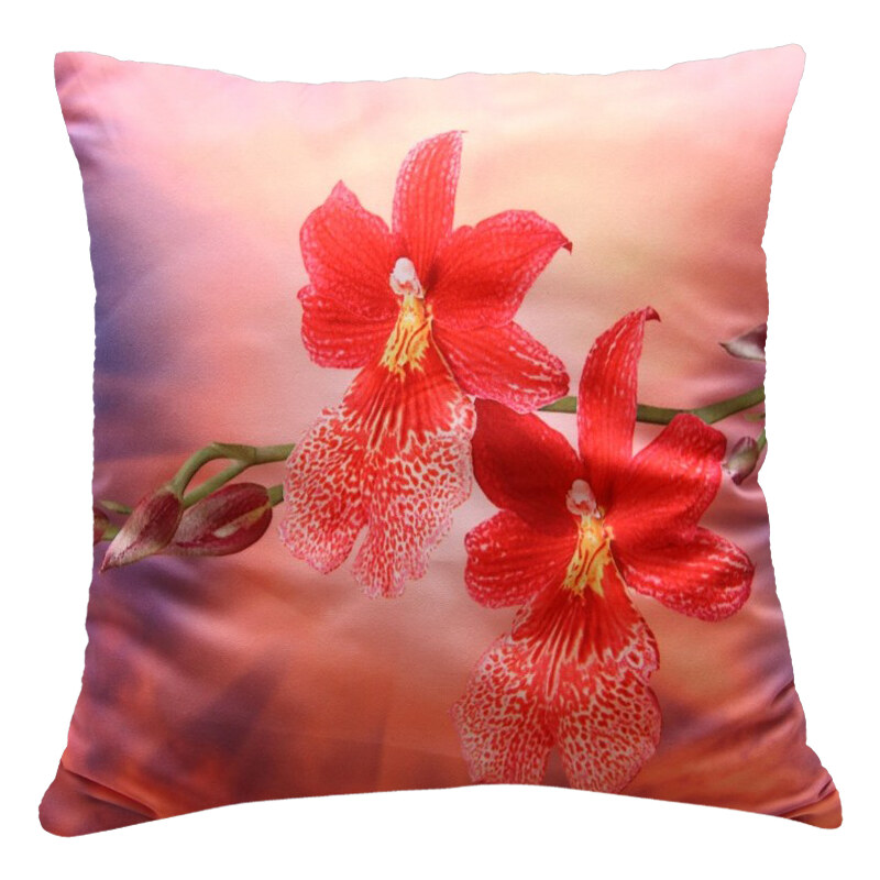 Polštář ČERVENÁ ORCHIDEJ červená MyBestHome 40x40cm fototisk 3D motiv červená orchidej