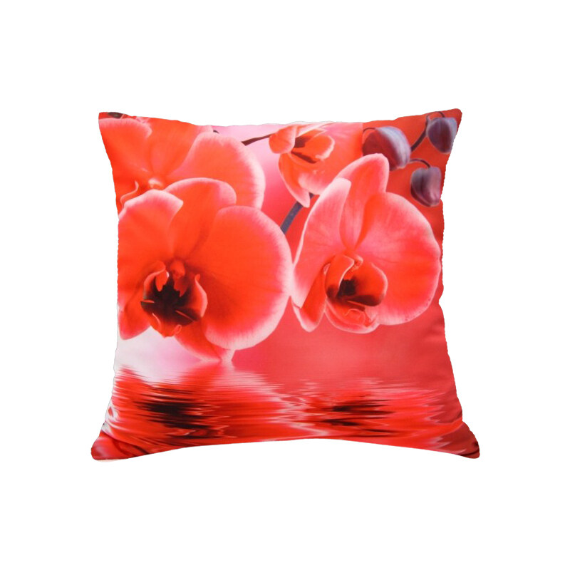 Polštář ČERVENÉ KVĚTY červená MyBestHome 40x40cm fototisk 3D motiv červené květy