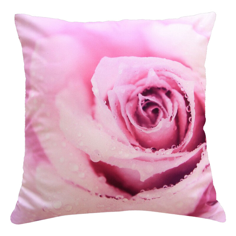 Polštář RŮŽE MyBestHome 40x40cm fototisk 3D motiv růžové růže
