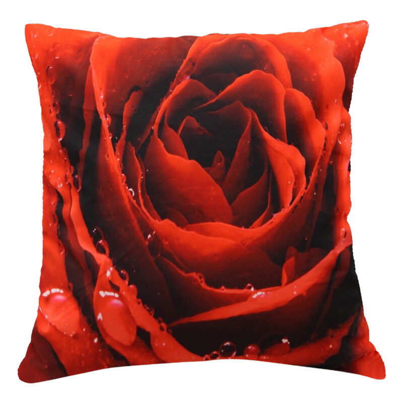 Polštář ČERVENÁ RŮŽE červená MyBestHome 40x40cm fototisk 3D motiv červená růže