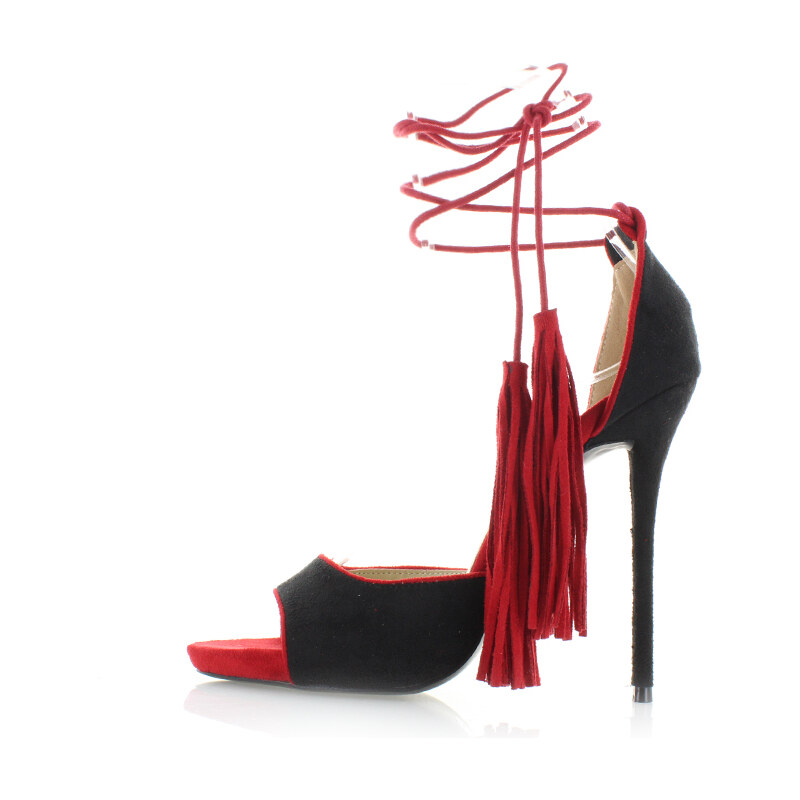 United Fashion Černo-červené sandály Feransa