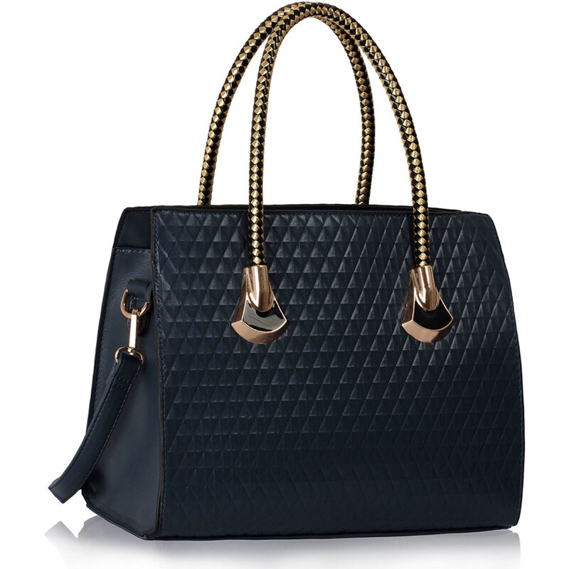 LS fashion LS dámská kabelka se zlatými držadly 113 tmavě modrá