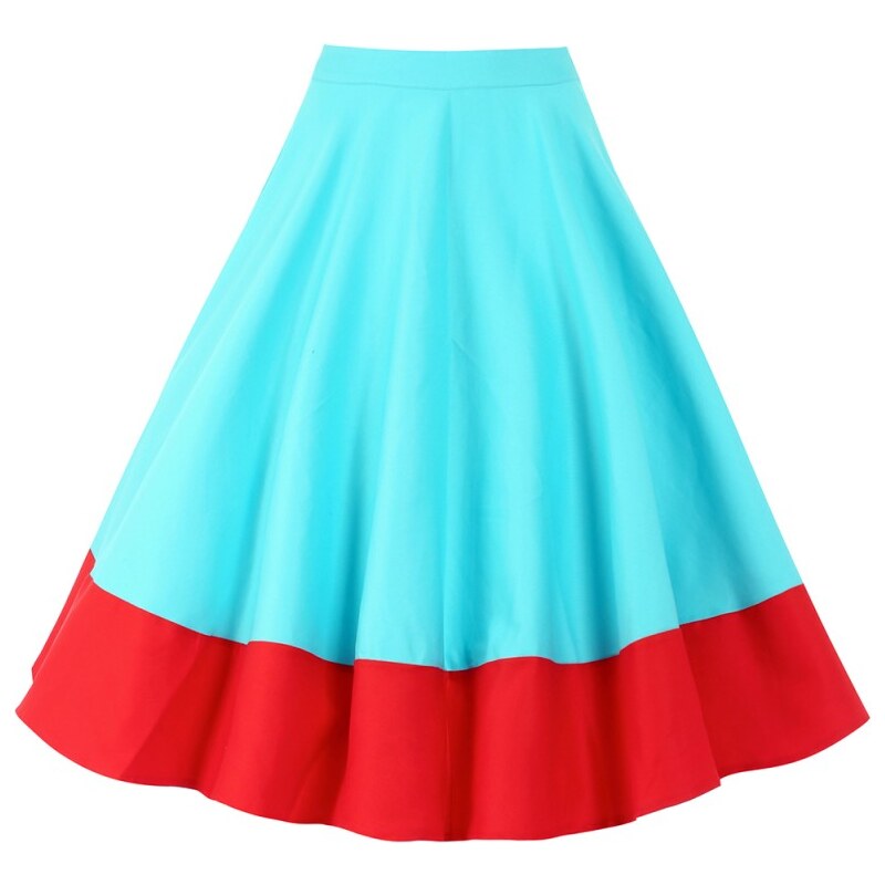 Kolová modrá sukně s červeným lemem Lindy Bop Ohlson