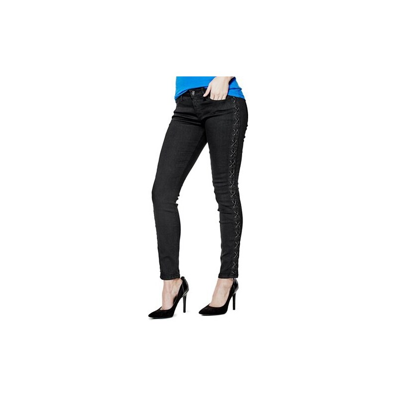 Rifle G by Guess Cyan Lace-Up Skinny Jeans černé