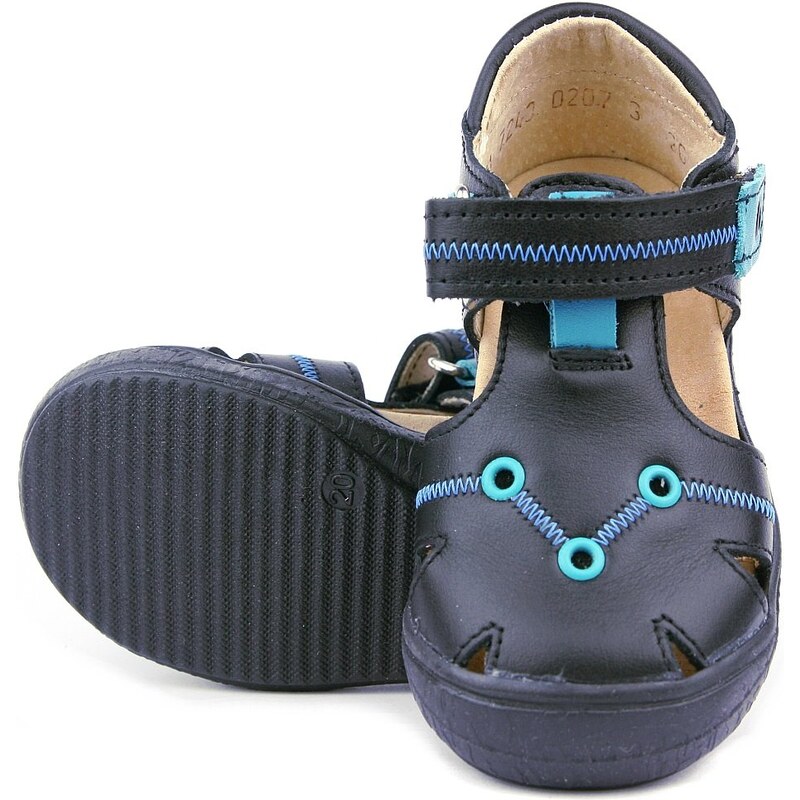 RAK Dívčí kožené sandály Magdaléna - tmavě modré