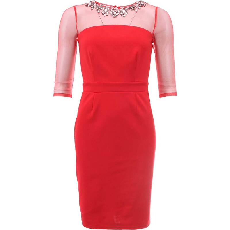 Červené šaty s náhrdelníkovou aplikací Little Mistress