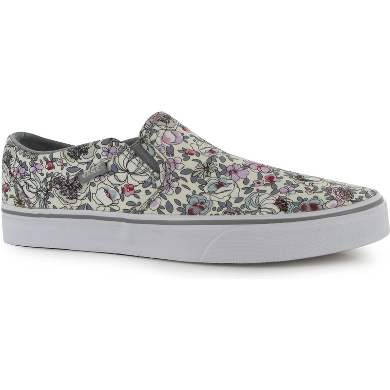 Vans Asher Canvas Slip On Trainers Grey/Lavender