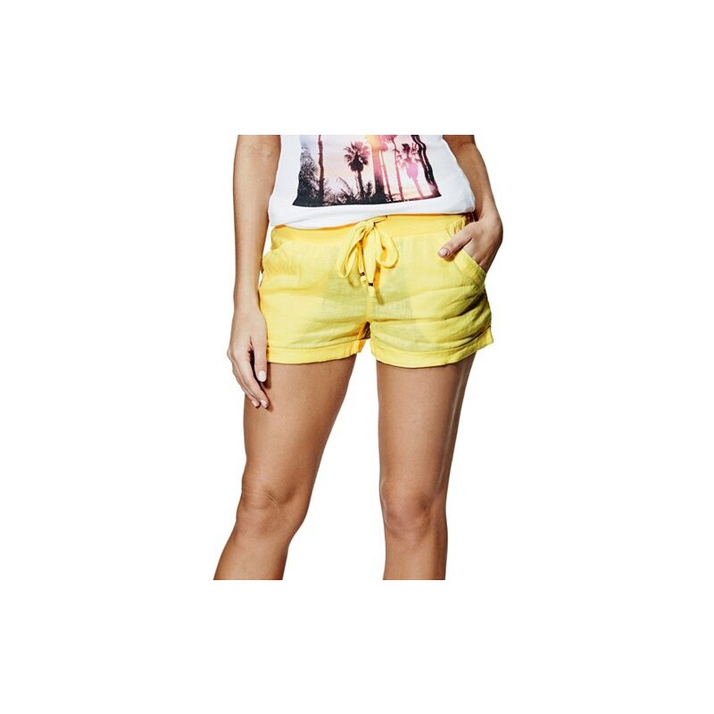Kraťasy Guess Lilybet Linen Shorts žluté
