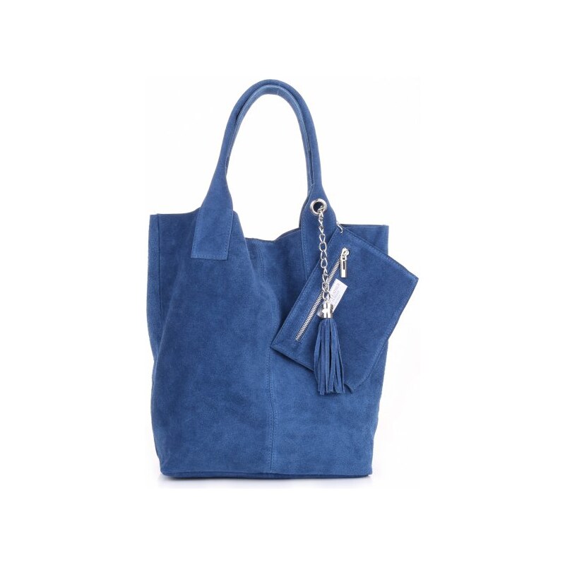 Genuine Leather Kožené kabelky Shopperbag přírodní semiš Modrá