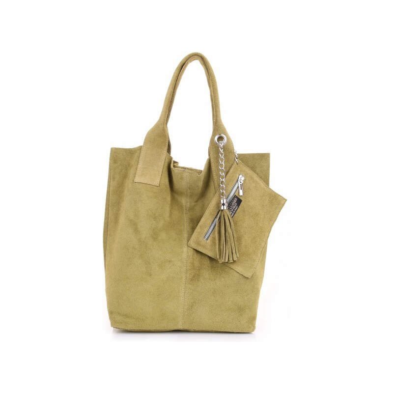 Genuine Leather Kožené kabelky Shopperbag přírodní semiš Zelená
