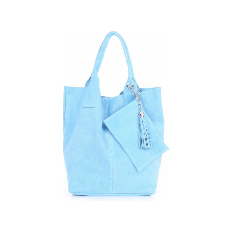 Genuine Leather Kožené kabelky Shopperbag přírodní semiš světle modrá