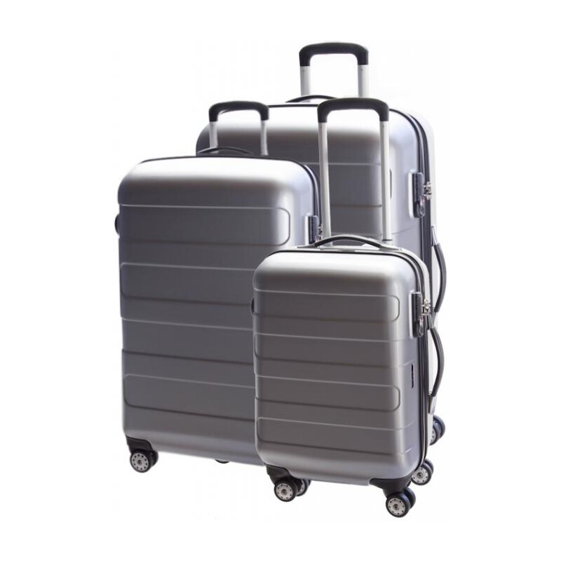Cestovní kufry set 3ks D&N S,M,L 8600-13 stříbrná