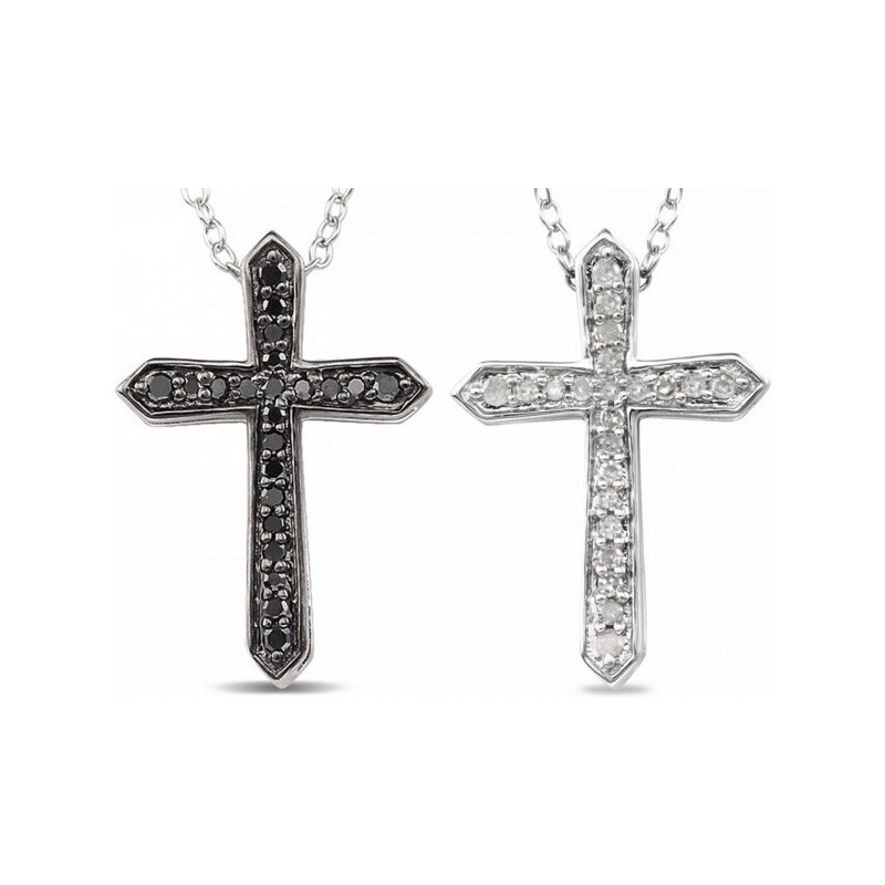 KRYSTYS Stříbrný náhrdelník se Zirkonem Ag925 Deux croix
