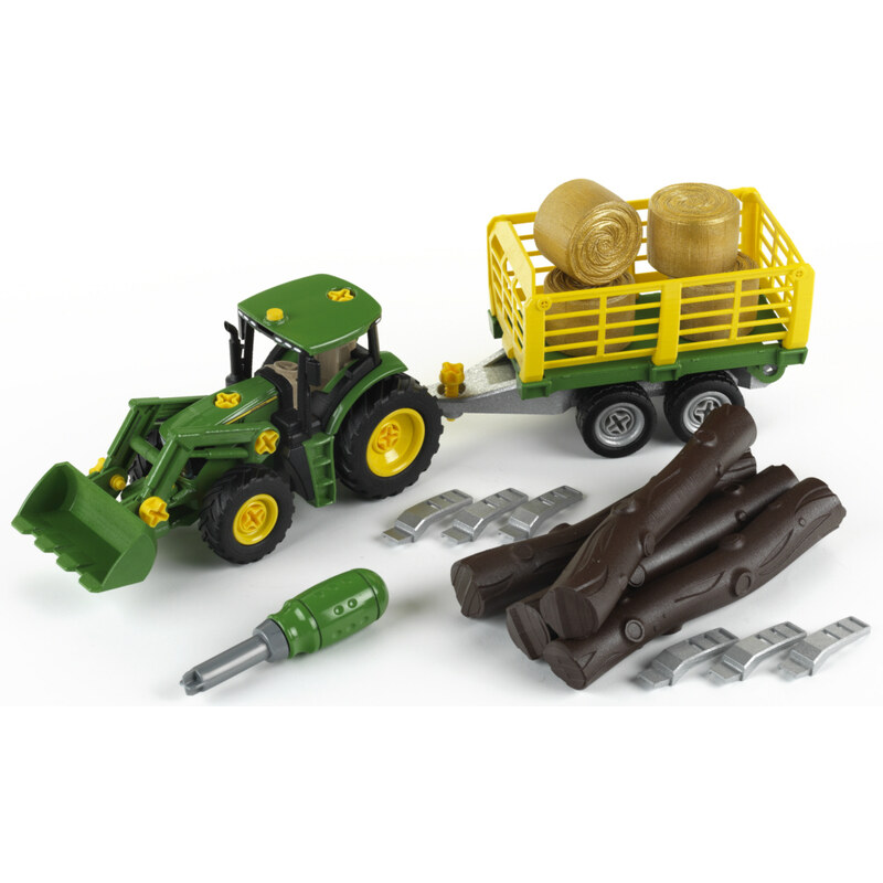 Klein Traktor s přívěsem na dřevo a seno