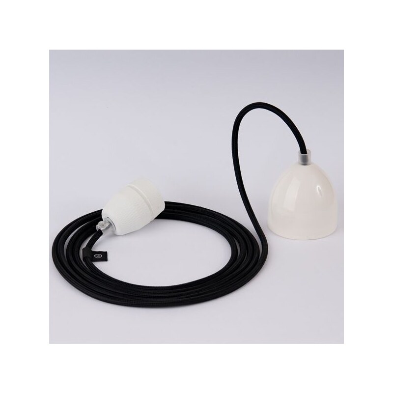 DOMESI Textilní kabel s objímkou - 3 m (černá)