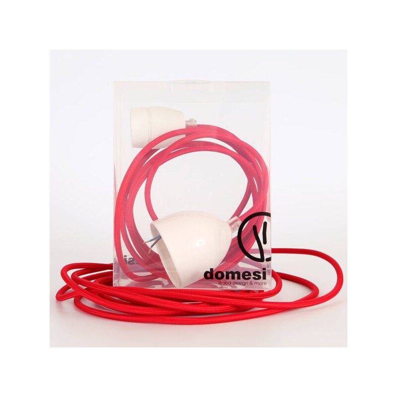 DOMESI Textilní kabel s objímkou - 3 m (červená)