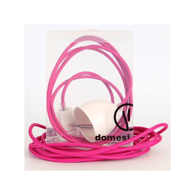 DOMESI Textilní kabel s objímkou - 3 m (růžová)