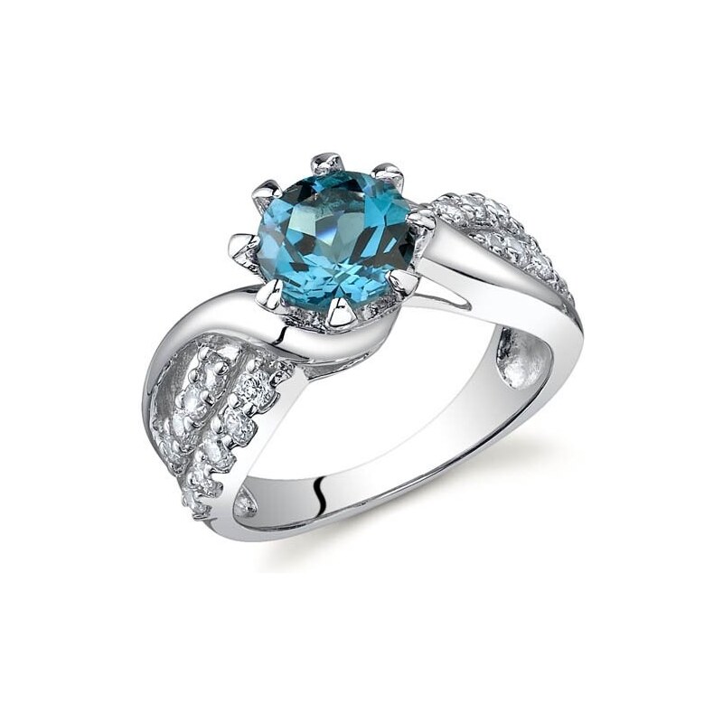 Klenota Prsten s modrým topazem a zirkony