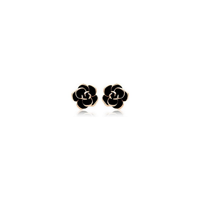 LightInTheBox Charming Gold Plated with Black Rose Earrings