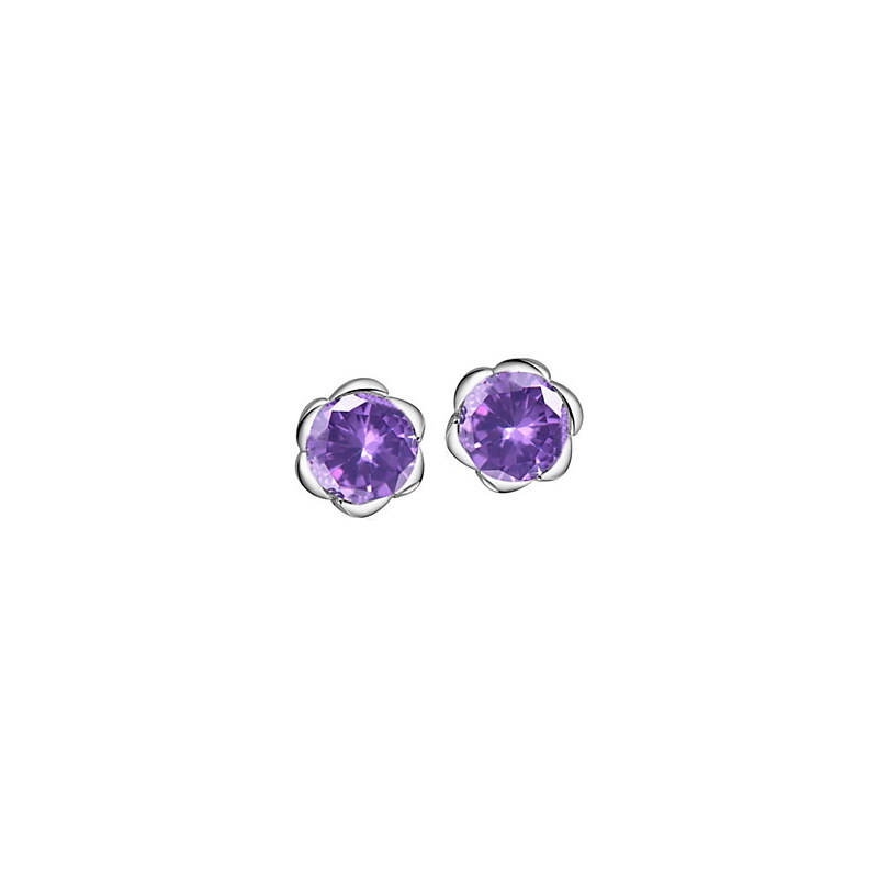 LightInTheBox Sweet Silver Plated Silver With Purple Cubic Zirconia Flower Shape Women's Earring