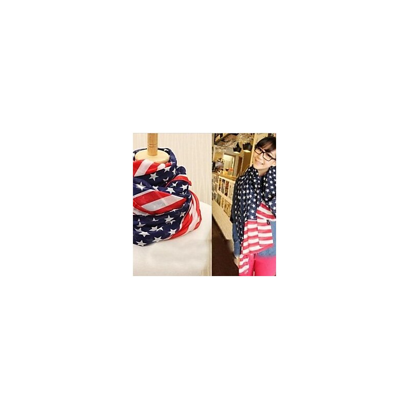 LightInTheBox Women's Big Stripe Stars American Flag Design Scarves