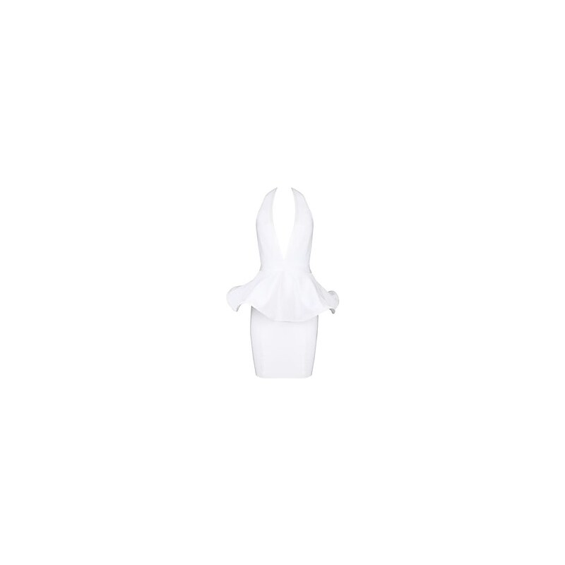 LightInTheBox White Open Back Flouncing Slim Bodycon Bandage Dress