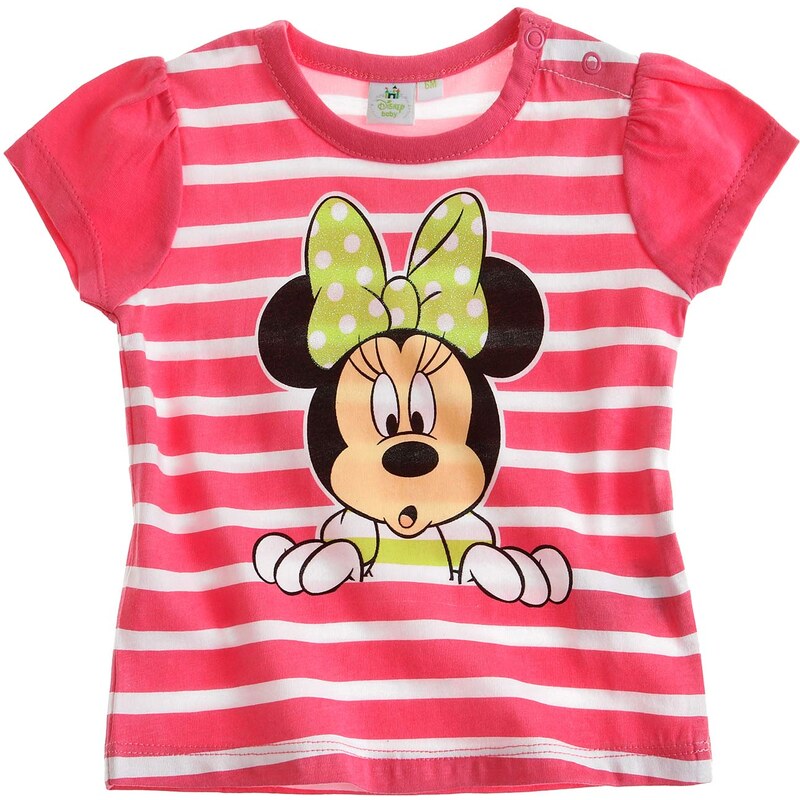 Disney Dívčí pruhované tričko Minnie - růžové