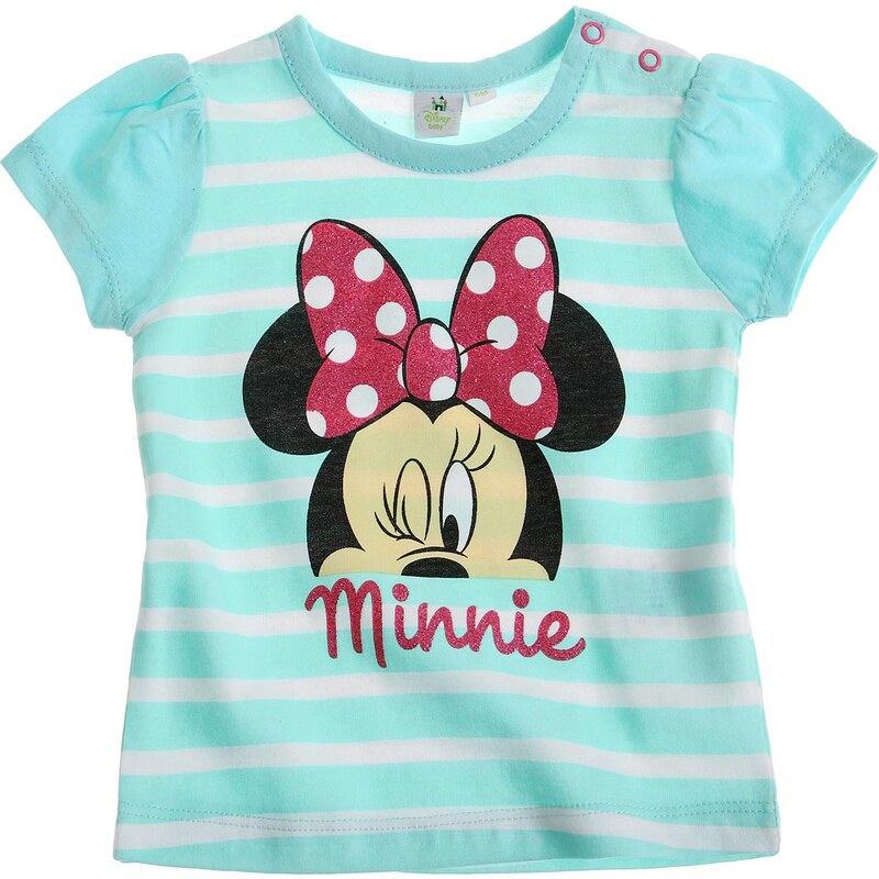 Disney Dívčí pruhované tričko Minnie - modré