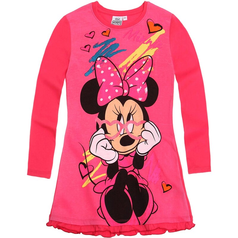 Disney Dívčí noční košilka s dlouhým rukávem Minnie - růžová