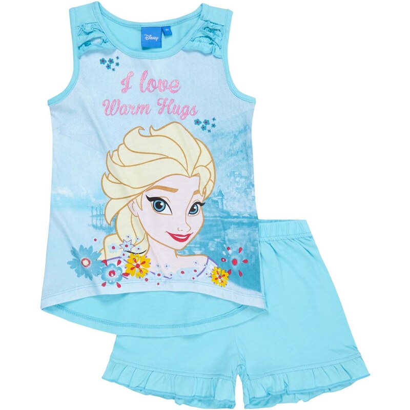 Disney Dívčí set tílka a šortek Frozen - modrý