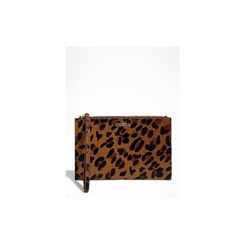 GUESS kabelka Wristlet Zip Pouch-leopard