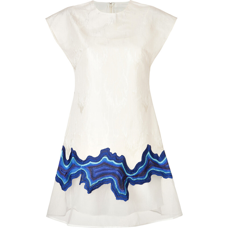 3.1 Phillip Lim Stretch Silk Embroidered Geode Fit and Flare Dress