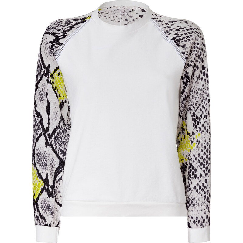 MSGM Cotton Sweatshirt with Printed Sleeves