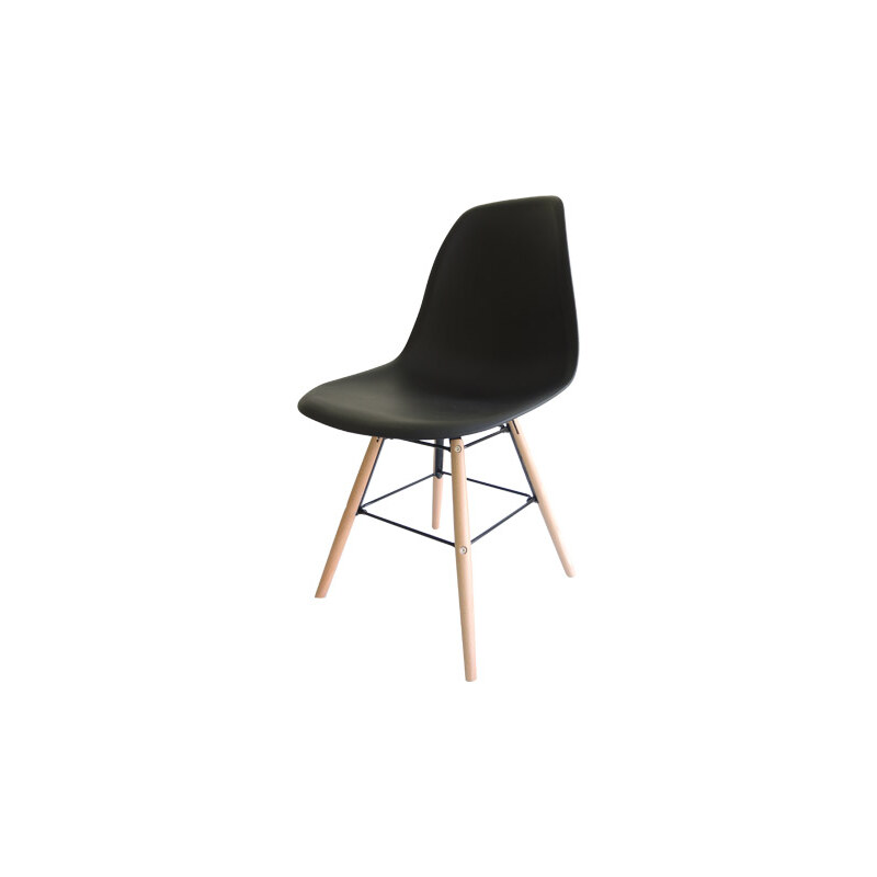 StarDeco Černá židle + dřevěné nohy