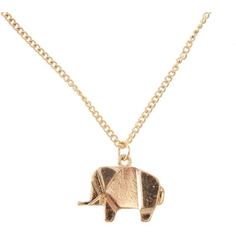 USC Origami Elephant Necklace, gold
