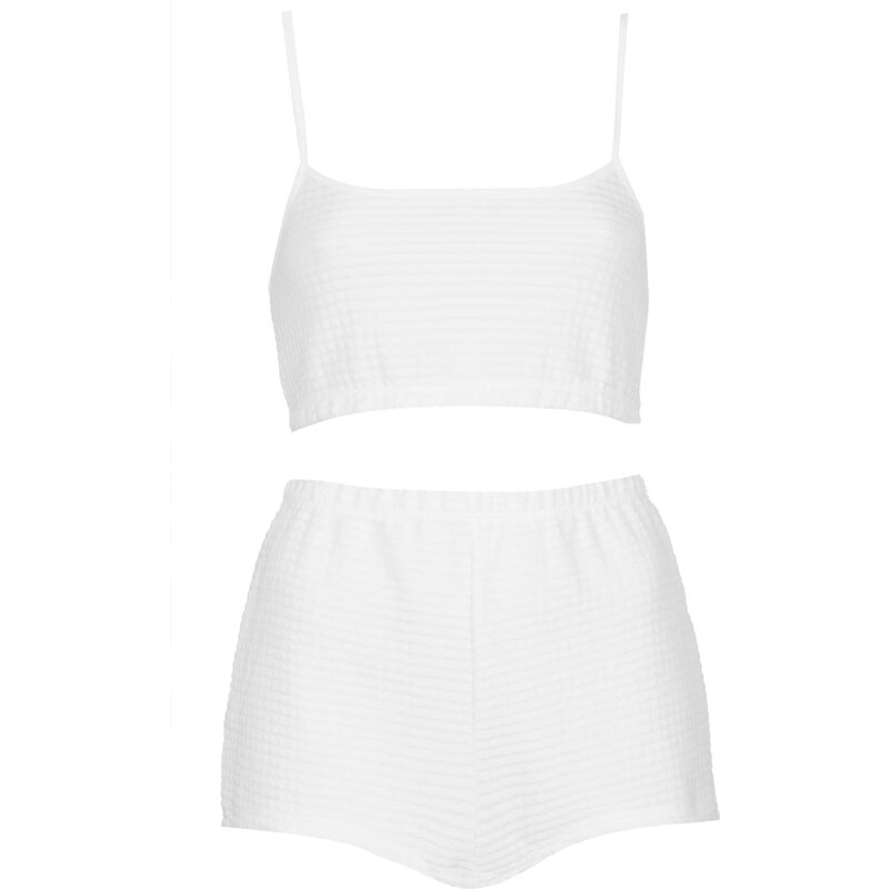 Topshop Waffle PJ Crop Top and Highwaisted Shorts