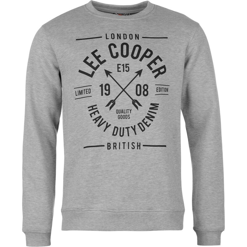 mikina Lee Cooper Heavy Duty Crew Sweater pánská Grey Marl