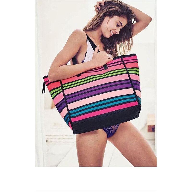 Plátěná taška Victorias Secret Getaway rainbow striped