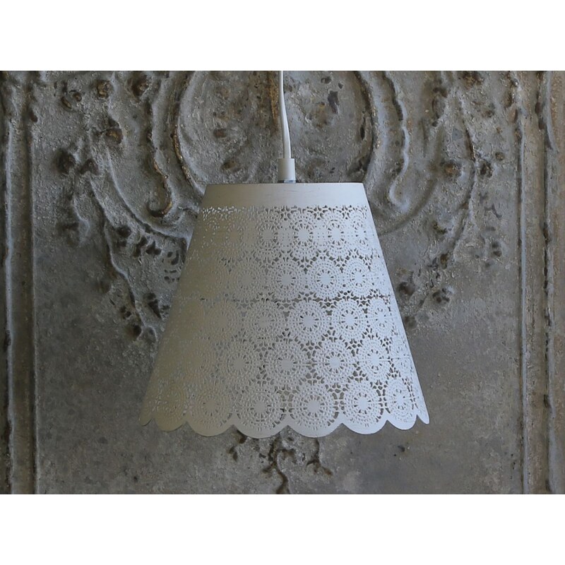 Chic Antique Závěsná plechová lampa Lace Antique white