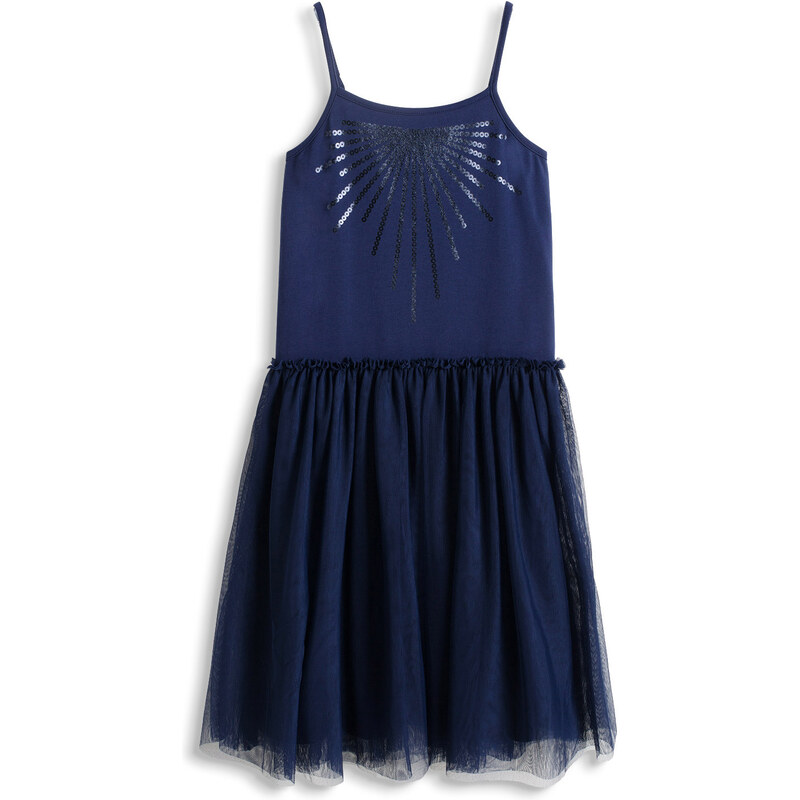Esprit Bavlněné žerzejové šaty, sukně ze síťoviny