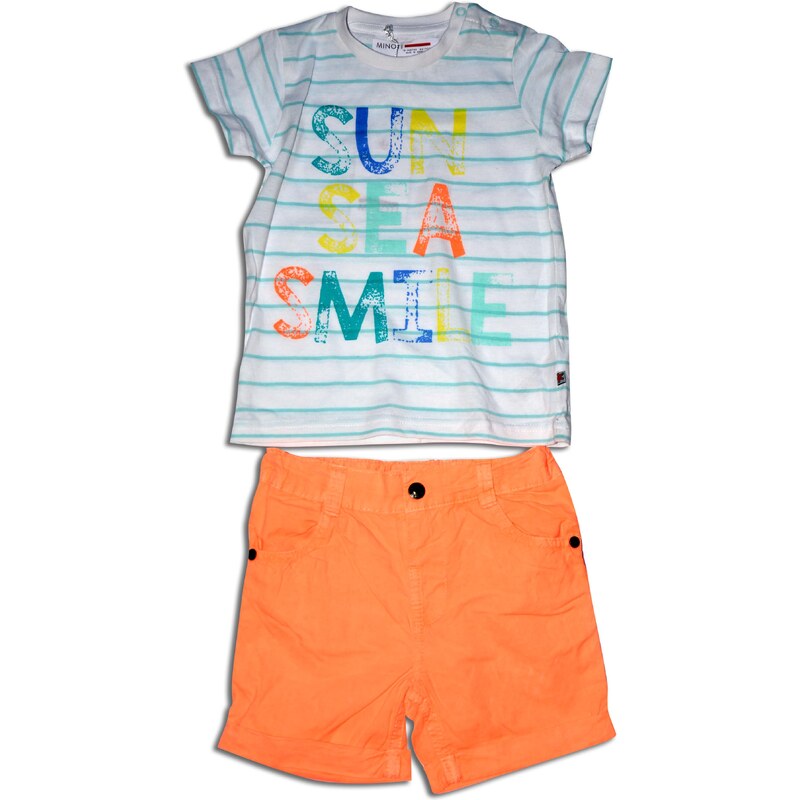 Minoti Chlapecký set trička a šortek Surf 1 - bílo-oranžový