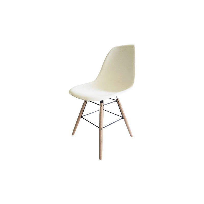StarDeco Bílá židle + dřevěné nohy