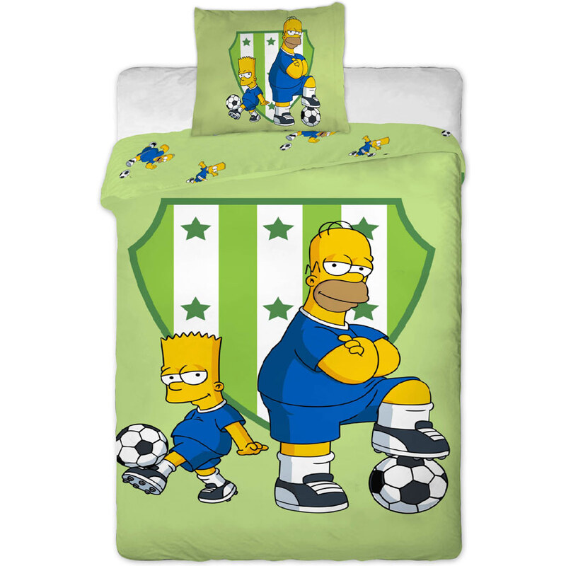 Jerry Fabrics Povlečení Bart a Homer fotbal bavlna 140x200, 70x90 cm