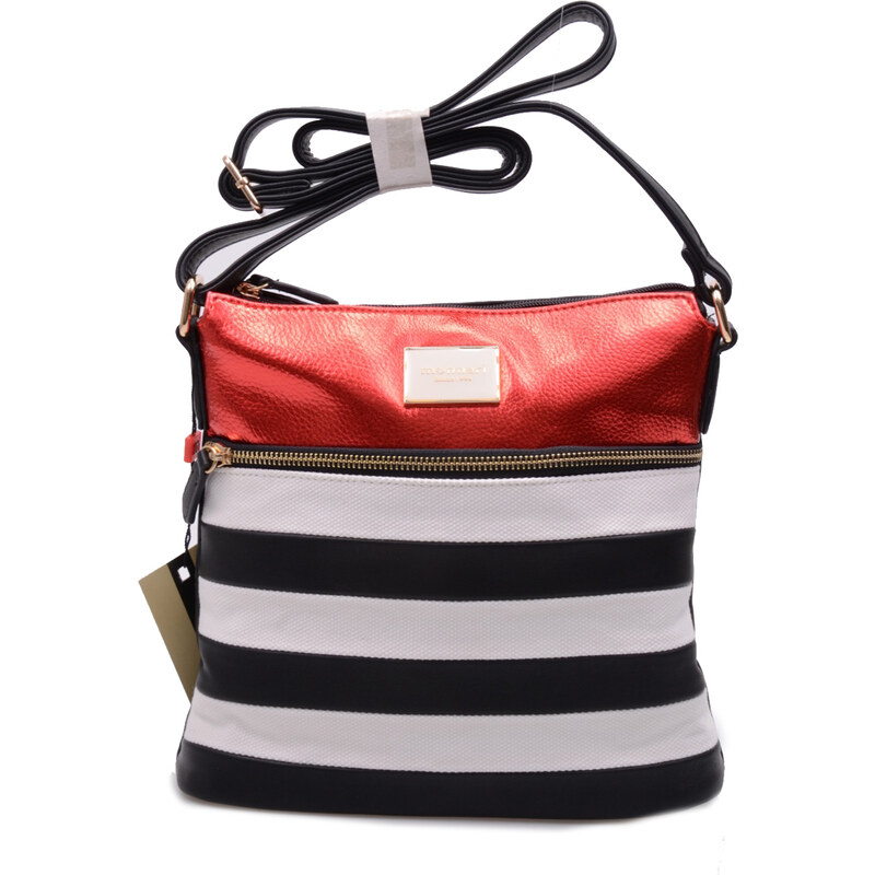Monnari - Malá dámská taška přes rameno s pruhy BAG1270-M20 / černo-bílo-červená (mnohobarevná)
