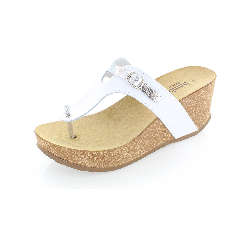 Bamboo Bílo-stříbrné platformové pantofle Sabrina