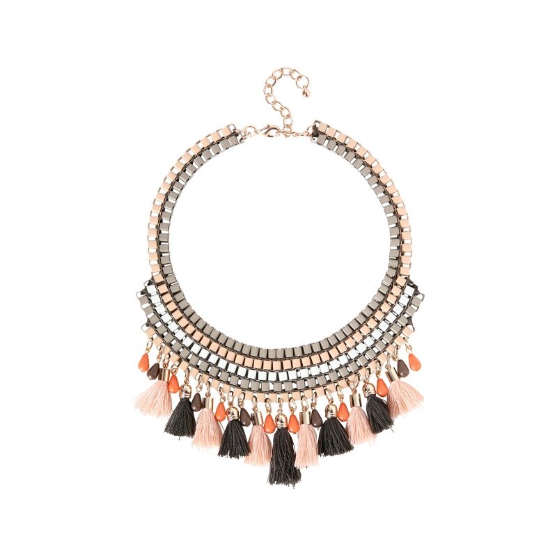 Promod Chunky beads & tassle necklace