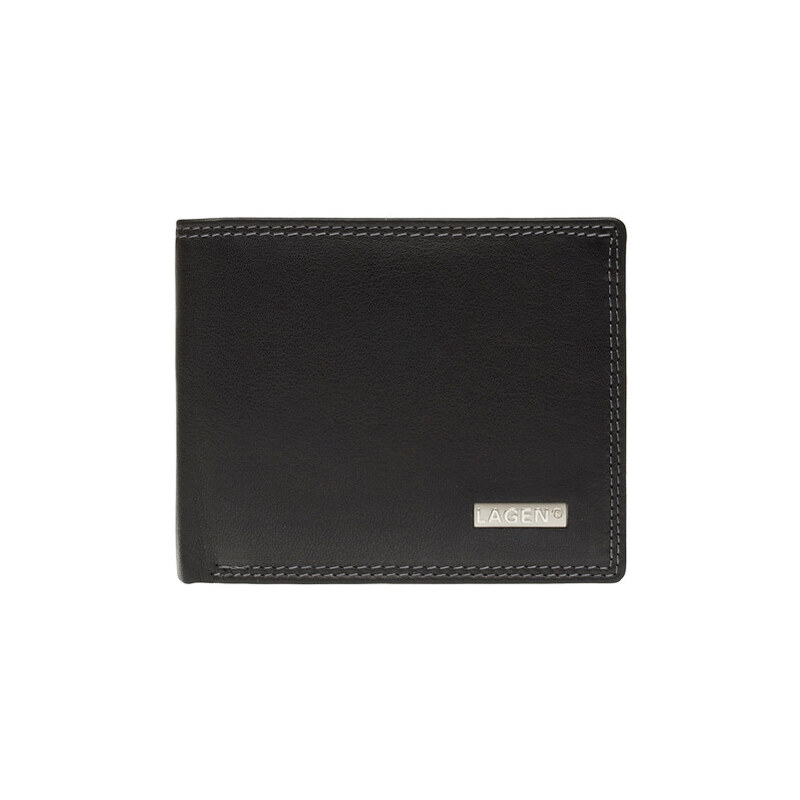 Lagen Pánská černá kožená peněženka Black LG1788